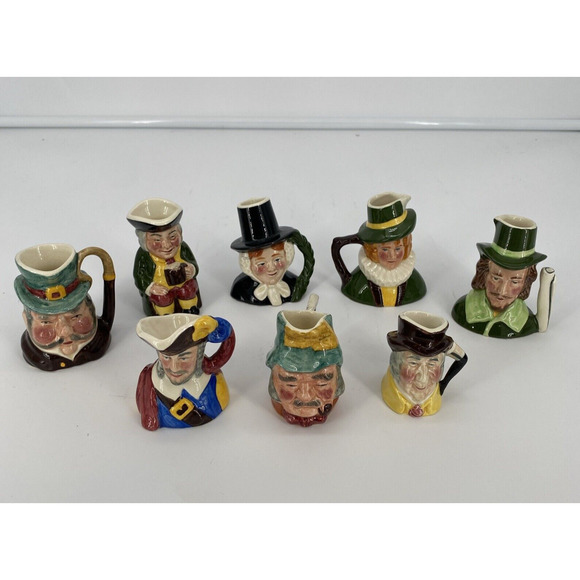 Sylvac Staffordshire Set Of 8 Ceramic Toby Pitchers 2"-3" Hand Painted England - Picture 1 of 16